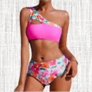 🏖️Vacation AI'MAGE Bikini Sets Reversible Wear Cutout One Shoulder Top Sz M